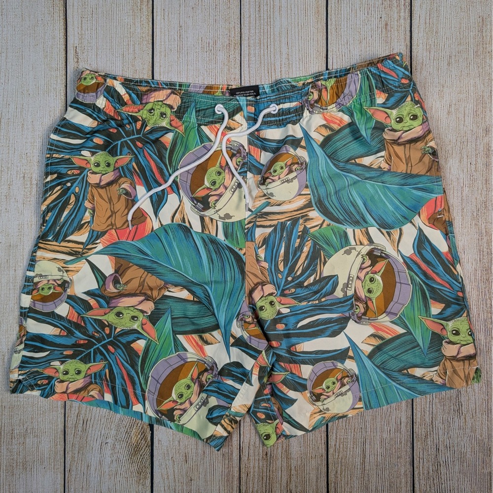 Star Wars Baby Yoda‎ Swim Trunks Tropical Print Swim Shorts L